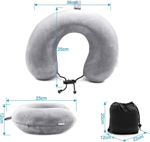 Estefanlo Travel Pillows for Neck Adults Portable Neck Pillow for Travel Lightweight Memory Foam Airplane Pillow(Grey)