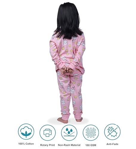 Image of Hestia | H.NSG.N.1 | Kids Girls Nightwear | Sleepwear | Cotton |Trouser Full Sleeves Tshirt | Elastic Waist |Night Dress with Pyjama Tshirts for Girls|All Over Horse Printed |Blue Color 4-6Yrs |Set 1