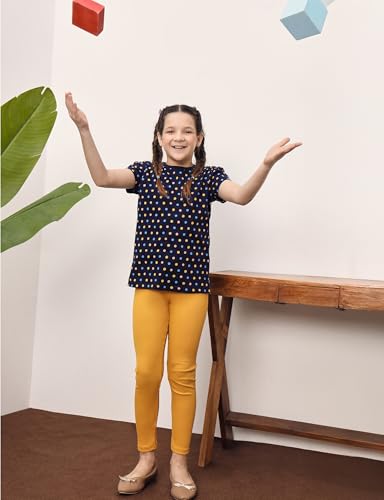 Image of Amazon Brand - Symbol Girl's Cotton Ribbed Stretchable Leggings | Ankle Length | Aged 2-14 Years