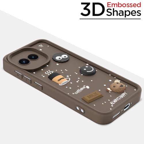 Image of Pikkme Back Cover for iQOO 15R 5G | 3D Bear Silicone Cute & Fun Coffee Cartoon | Full Body Protection Bumper Case (Brown)