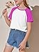 Imily Bela Kids Girls T Shirts Casual Raglan Short Sleeve Crewneck Color Block Summer Tees 5-14 Years Bright Pink