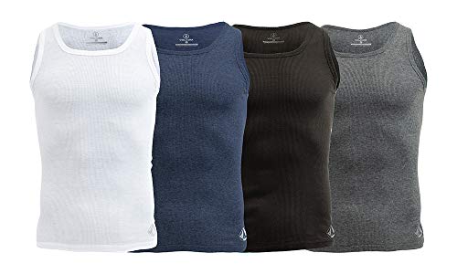 Volcom Mens Cotton Stretch Tank Top Undershirts A Shirts (White/Navy/Black/Grey, Medium) #TOP5