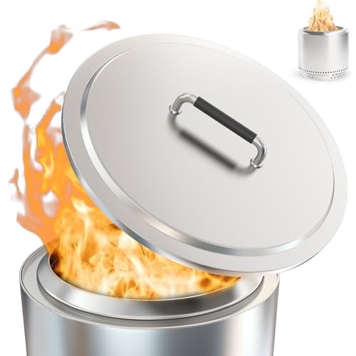 Fire Pit Lid for Solo Stove Yukon 2.0 & 1.0 Accessories Stainless Steel Fire Pit Cover for Solo Stove Lid 27 Yukon and Other Outdoor Firepit Accessories Shield with Heat Resistant Handle