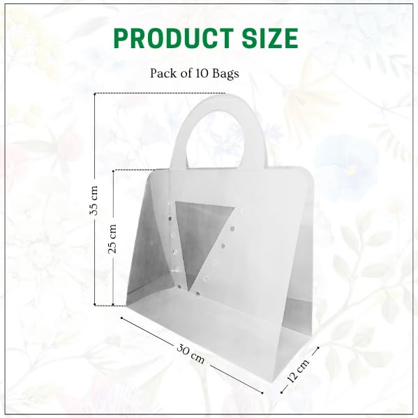 Image of Oasis Pack Of 10 Multipurpose Satchel Waterproof Transparent Bags With Handles For Floral Arrangement, Bouquets - Florist Supply, Gift Hamper Bags For Rakhi, Birthday, Diwali, House Warming & More | 30cm X 12cm X 25cm