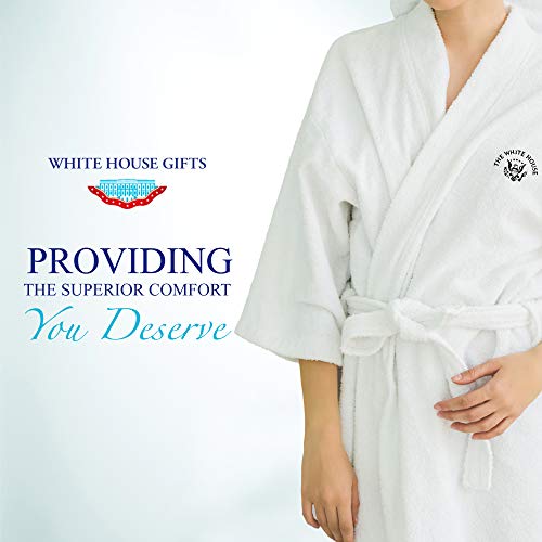 White House Gifts: White House Embroidered Robe for Adults - Bathroom Accessories - White - Pure Cotton Loungewear with Presidential Symbol Embroidery - Machine Washable4