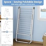 KINGBOARD Clothes Drying Rack Foldable, Metal Drying Rack Clothing with Height-Adjustable, Laundry Rack, Indoor Outdoor Use, No Assembly, 20.47"x 70"x 42.52", White - Image 3