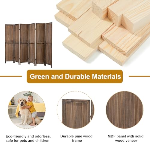 6-Panel-Room-Divider-Room-Divider-Screen-Wood-Room-Divider-Folding-Screen-Room-Divider-56-Ft-Brown 6 Panel Room Divider Room Divider Screen Wood Room Divider Folding Screen Room Divider 56 Ft Brown