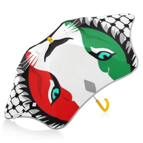 Paraguas para niños pequeños de la bandera palestina con mango de gancho ergonómico 2