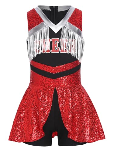 Uniforme de cheerleading rouge robe de danse haute résistance pour fille