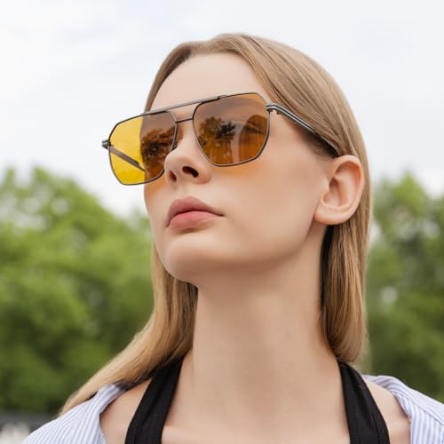 Retro Oversized Square Polarized Sunglasses for Women and Men Vintage Shades Classic Large Metal Sun Glasses2