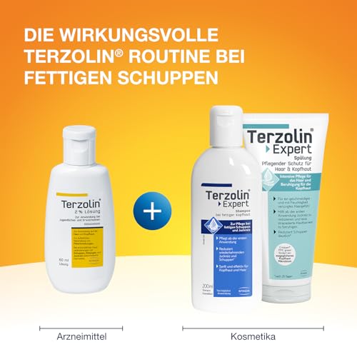 Terzolin® Expert Schuppen-Shampoo bei fettiger Kopfhaut, Juckreiz und Schuppen. Reduziert den Schuppenpilz und versorgt die Kopfhaut mit Feuchtigkeit, 200 ml