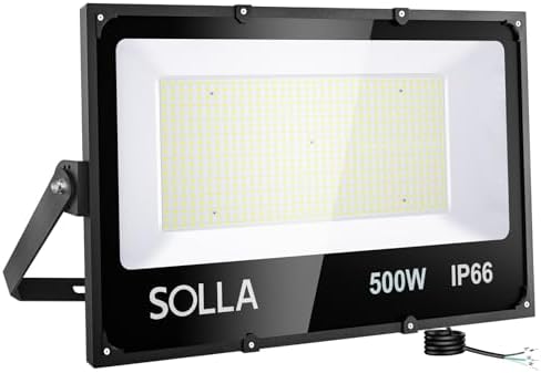 SOLLA LED Flood Light Outdoor, 500W 50000lm Daylight White 6000K, 2750W Equivalent Super Bright, IP66 Waterproof LED Arena Lights, Commercial Lighting Floodlight for Backyard,Stadium,Fields,110-265V