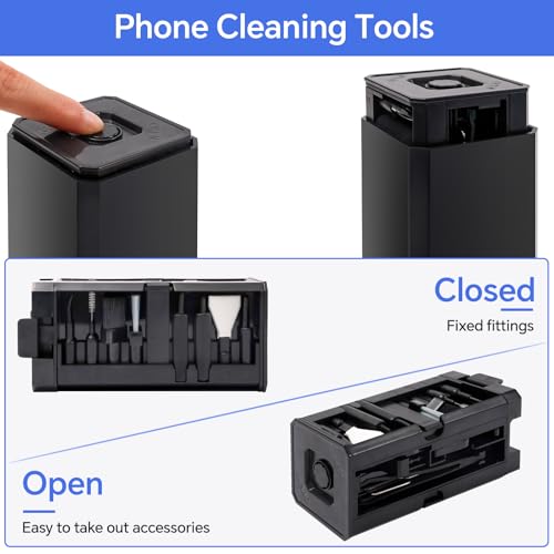 Kit de Nettoyage 32 en 1 pour téléphone Portable avec Brosse - Accessoire de Nettoyage Multifonction pour Le Nettoyage des Produits électroniques tels Que Les Airpods, claviers (Noir) – Image 6
