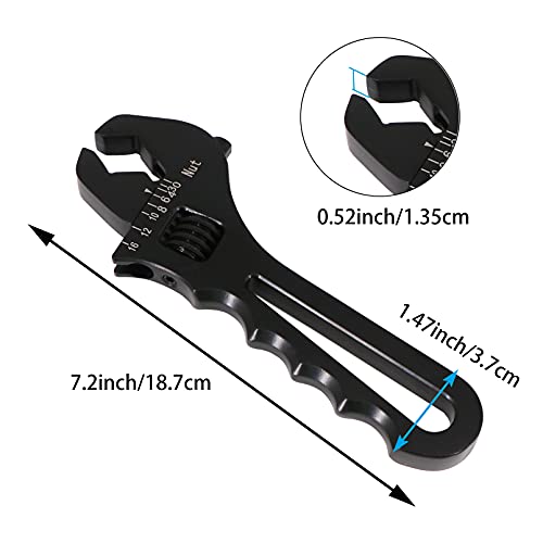 Dokili 3An-16An Adjustable Fitting Wrench Lightweight Black Aluminum Tool Spanner For An Hose Fitting Adapters End #TOP2