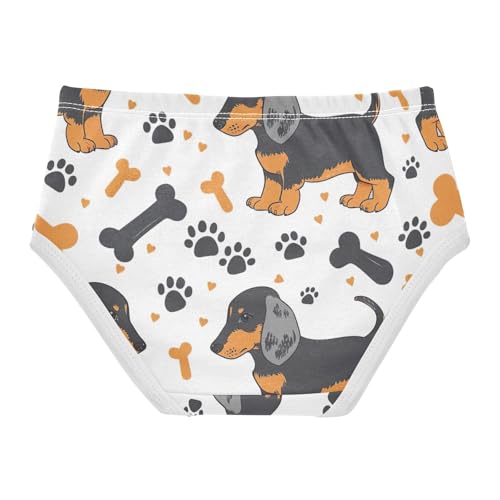 Toddler Girl Briefs, Cute Dachshund Dog White Cotton Underwear Girls, 2–8 Years2