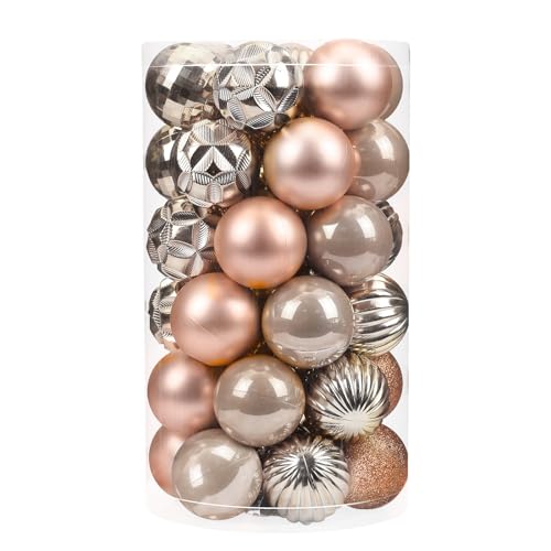 Luxtea 41ct Small Christmas Balls Shatterproof Hanging Decorations Set for Xmas Tree Garland Ornaments (1.57''/40mm,Champagne)