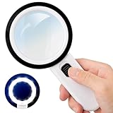Lammcou Lupa con luz, Lupa de Lectura 30x Lupa de Mano con 12 LED, de Alta claridad y Ligera, Magnifying Glass para la Lectura para Personas Mayores, niños, joyeros y para Leer Monedas