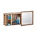 Relaxdays Etagère murale avec miroir coulissant salle de bain armoire bois de noyer huilé side board 80 cm de largeur, nature, 17x80x30 cm