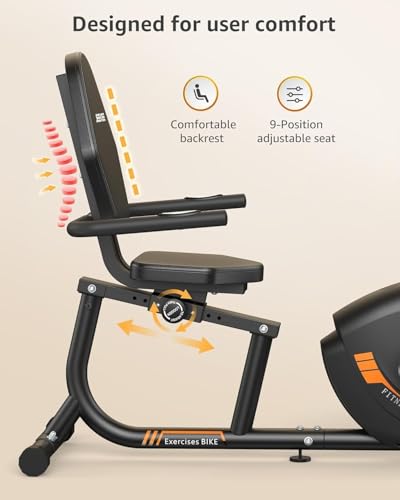 Image of JEEKEE Recumbent Exercise Bike for Seniors Adults, 8-Level Magnetic Resistance Stationary Bike with Heart Rate LCD Monitor, Extra Wide Seat, 400LB Capacity, Quiet Home Workout Bike,Black