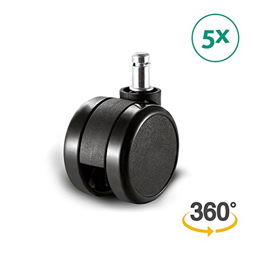 Miniatura 2 de La Silla De Claudia - Pack 5 Ruedas Giratorias De Repuesto, 65mm Diámetro Y Enganche 11mm, Para Silla Escritorio, Oficina Y Taburete, Especial Suelos Delicados