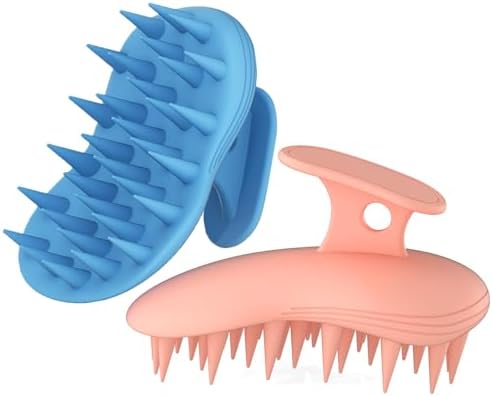 Hair Scalp Massager Shampoo Brush 2Pack, Scalp Scrubber 100% Silicone,Scalp Exfoliator for Dandruff Removalfor, Hair Brush for Hair Growth,Waterproof(Blue+Orange)