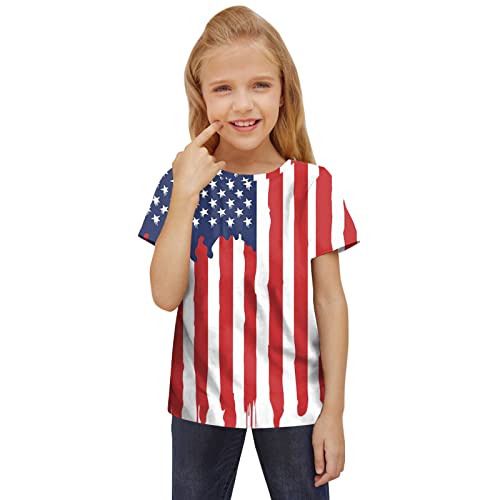 Camisetas infantis de 4 de julho com estampa gráfica 3D para meninos e meninas novidade moda manga c