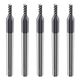 LU&MN Carbide Square End Mill, 4 Flute, 1/16' Dia,1/8' Shank Dia, 5 Piece