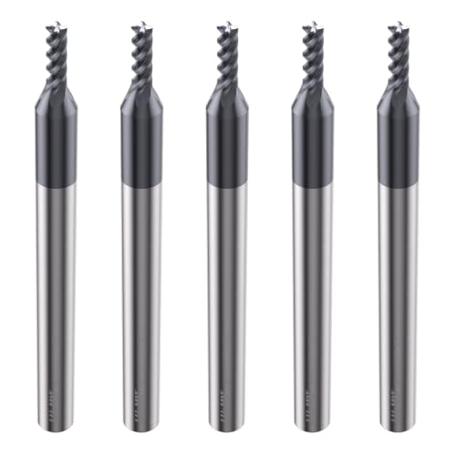 LU&MN Carbide Square End Mill, 4 Flute, 1/16" Dia,1/8" Shank Dia, 5 Piece