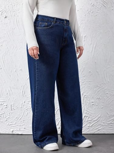 Image of KOTTY Women's Plus Size Straight Fit High Waist Wide Leg Jeans for Stylish Trendy Look