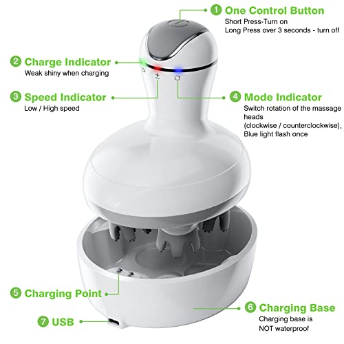 Cotsoco Scalp Massager Electric Head Scratcher,Handheld Head Massager With Charging Base For Hair Growth, Stress Relief And Deep Cleaning, Waterproof Head Massage With Kneading 84 Massage Nodes #TOP1