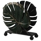 Hemobllo Servilletero de Hierro Diseño Hoja Monstera Verde y Dorado, Soporte Vertical para Pañuelos, Dispensador de Toallas de Papel Compacto para Cocina y Comedor, Organizador de Mesa