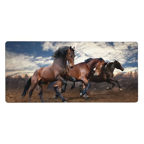 Tapis de souris grand format en caoutchouc chevaux 40x90