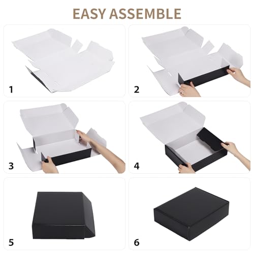 Image of RLAVBL 12x9x4 Shipping Boxes Set of 20, Black Corrugated Cardboard Box for Packing, Mailing, Business, Gift