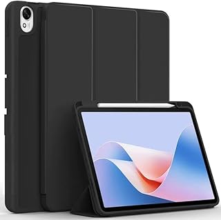 حافظة تابلت مضادة للصدمات متوافقة مع هواوي ميت باد 11.5 بوصة 2024، حافظة رفيعة ثلاثية الطي من البولي يوريثان ومضادة للصدمات مع حامل قلم (أسود)