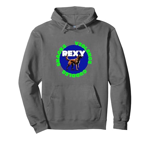 Rexy violence cuddles snacks Pullover Hoodie, Adult Unisex, Asphalt Grey, Medium