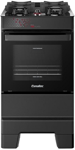 Fogão Esmaltec Ideal Top Glass 4 Bocas Automático Mesa de Vidro Preto Bivolt