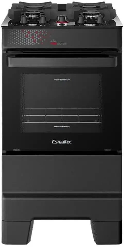 Fogão Esmaltec Ideal Top Glass 4 Bocas Automático Mesa de Vidro Preto Bivolt