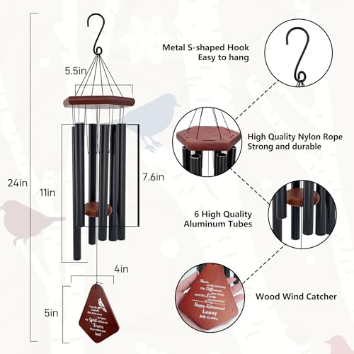 Image of ASTARIN Personalized Name Memorial Wind Chimes, Sympathy Gift for Loss of Lover Mom Dad, Bereavement Deep Tone Wind Chimes for Outside in Memory Gift, Decor Outdoor Garden Patio