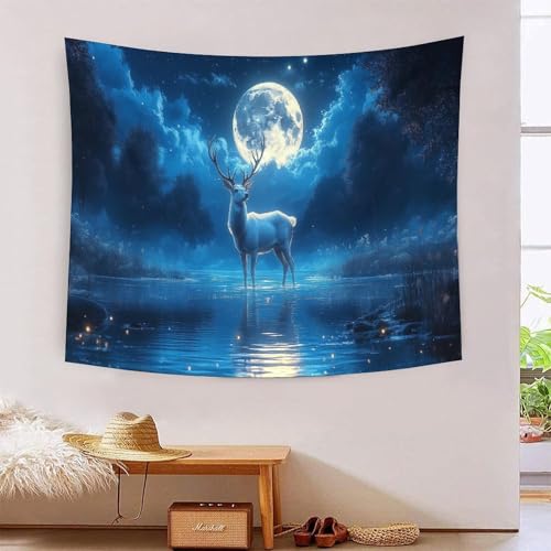 Tapisserie murale élan 3D en polyester souple pour salon et chambre 180x230 cm