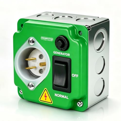 Manual Generator Transfer Switch 20A 120V Pre-Wired Copper Quick Install Universal Gens/Solar Indoor/Outdoor/RV Rustproof Powers Essential Circuits.