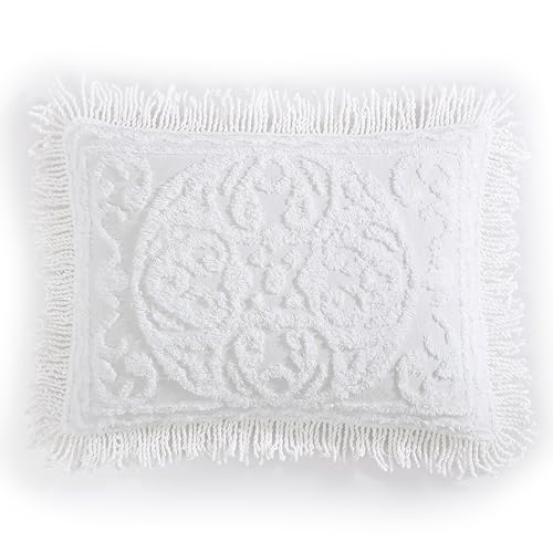 Image of Beatrice Home Fashions Medallion Standard Cotton Chenille Sham, White