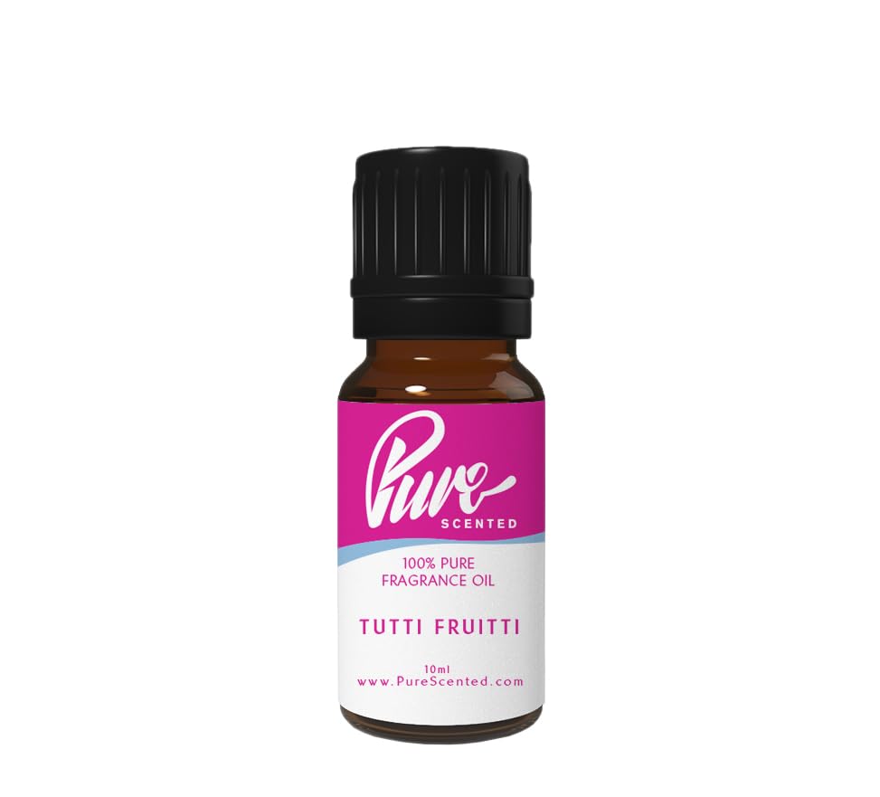 Pure Scented 10ml Tutti Frutti Fragrance Oil - 1 x 10ml, Suitable for Candles, Soaps, Slime, Diffusers, Cosmetics, Wax Melts