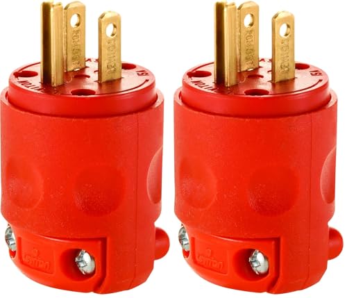 Leviton 515PV-OR 15 Amp, 125 Volt, Grounding Plug, Orange (Pack