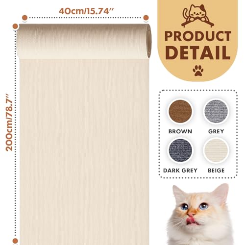 powerking Anti Gato Rañazos Sofá Protector de Muebles, DIY recortables autoadhesivos Almohadillas de arañazos Alfombra de Garras de Gato (Beige Gris) - imagen 2