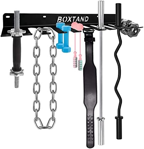 Boxtand Gym Equipment Storage Rack with 11 Hook, Hold 132lb Resistance Bands Storage Hanger Barbell Rack Heavy Duty Gym Rack for Fitness Straps Exercise Bands Lifting Belts and Jump Ropes