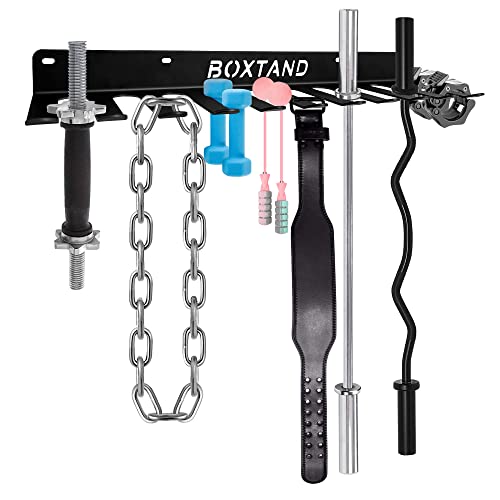 Boxtand Gym Equipment Storage Rack With 11 Hook, Hold 132Lb Resistance Bands Storage Hanger Barbell Rack Heavy Duty Gym Rack For Fitness Straps Exercise Bands Lifting Belts And Jump Ropes #TOP30