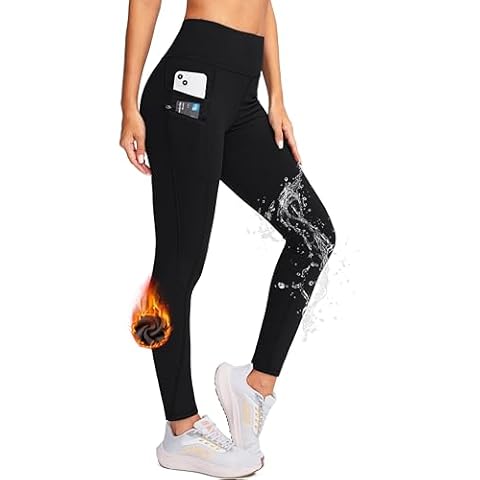 G Gradual Women's Fleece Lined Winter Leggings with Pockets Water Resistant High Waisted Thermal Warm Pants Running Hiking(Black,S) Cover