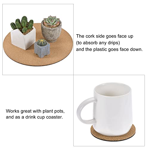 MECCANIXITY Cork Plant Mat 12 Inch Round Plastic Absorbent Waterproof Coaster Pad for Home Garden Pot - Image 6