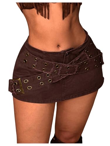 Milumia Women's Criss Cross Mini Denim Skirt Y2k Low Waist Jean Skirts