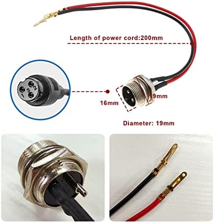 2pcs Electric Scooter Charging Port Connector 3-Pin 2 Wire Inline Charger Connector Round Charging Port Replacement (3 Prong) Smart Charging Port